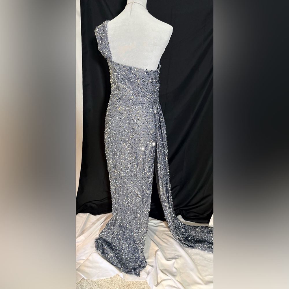 Elegant Silver Evening Gown